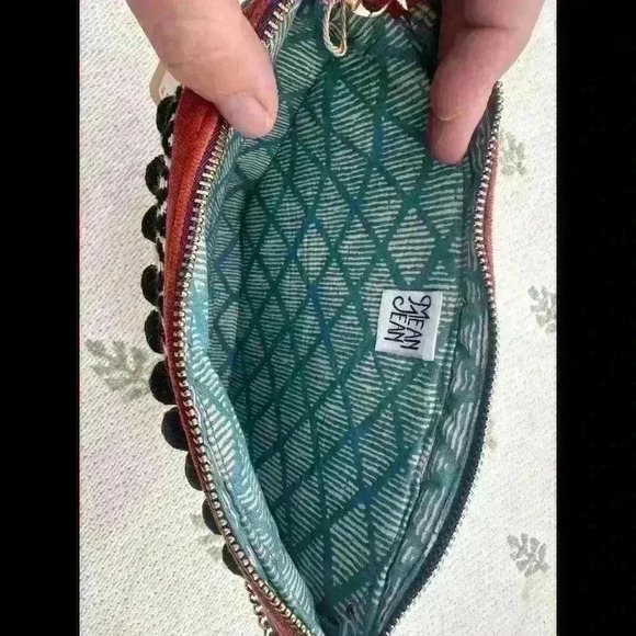 Mean Jean Chic Bohemian Style Mini Crossbody Bag with Pom Poms - Picture 4 of 4